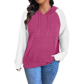 بلوفر نسائي بقلنسوة بمقاس كبير من Koscacy خفيف الوزن وبأكمام راجلان in Kuwait