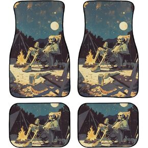 مجموعة سجادات أرضية مطاطية أمامية وخلفية من Dellukee مطبوعة على شكل جمجمة ومضادة للماء ومناسبة عالميًا لأرضية السيارة، مناسبة لسيارات الدفع الرباعي والشاحنات وسيارات السيدان والشاحنات، مجموعة من 4 قطع in Kuwait