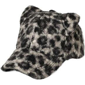 Winter Leopard Print Baseball Cap Fashion Warm Fuzzy Cute Cat Ear hat Vintage Casual Adjustable Hats Y2K hat in Kuwait