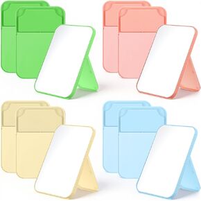 12 Pack Desktop Makeup Mirrors Bulk, 8" Hand-Free Prtable Folding Small Makeup Desk Mirror with Stand,90°Adjustable,Travel Vanity Table for Spa Party, Girl, Women, Beauty, 4 Color in Kuwait