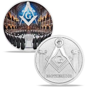 Masonic Challenge Coin - Masonic Brotherhood Token All-Seeing Eye Freemason Coin Freemasonry Brotherhood Medallion United States Masonic Commemorative Gift (B) in Saudi Arabia