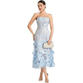 NeeMee 3D Floral Dress A Line Double Light Blue Daily Summer Seaside in Kuwait
