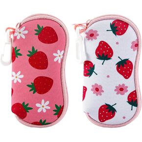 2 Pcs Soft Eyeglass Case Set,Cute Strawberry Glasses Case Pouch for Women,Soft Sunglasses Case Pouch for Kids Girls,Kawaii Neoprene Glasses Pouches in Kuwait