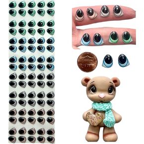 Ojitos Adhesivos 3D Adhesive or Self-Adhesive 3D Resin Eyes for All Types of Materials, Crafts, Decoration - 40 Pairs in Green, Blue, Gray and Brown in Kuwait