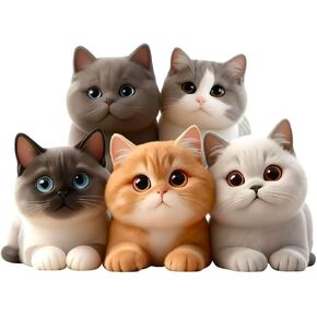 Cute Cat Vinyl Decals, Waterproof Removable Stickers, Five Kittens Design for Wall, Furniture, Bedroom Decoration LB-002 in Kuwait