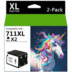 KASAT 711xl Black 80-ml Ink cartridges High Yield 2-Pack Replacement for HP 711 Ink Cartridge to use for HP DesignJet T100 T120 T125 T130 T520 T525 T530 Printer in Kuwait