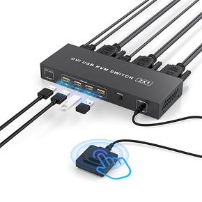 KVM Switch 2 Sonitors 2 Computers HDMI USB3.0 ، 4K@60Hz KVM مفاتيح لجهاز كمبيوتر 2 مشاركة 2 طابعة/ماسحة ماسحة لوحة مفاتيح ، مع EDID/HDCP Adaptive ، 2USB Cabler و Desktop Controller in Kuwait
