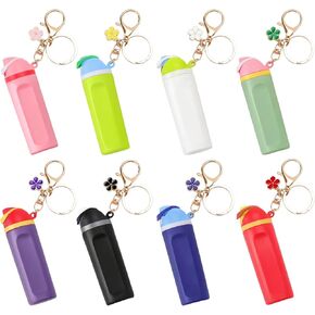 8 Pack Mini Tumbler Keychain Compatible with Owala Water Bottle, Mini Cup Keychain Chapstick Lip Balm Holder for Women Girls in Kuwait