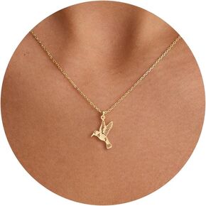 Gold Necklace -14K Gold Plated Ladybug,Honeycomb,Dragonfly Pigeon Bird,Hummingbird Necklace for Women Dainty Simple Jewelry Gifts in Kuwait