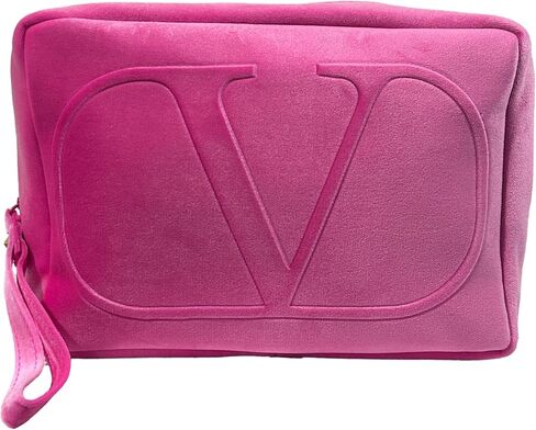Valentino Pink Dopp Case Trousse Large Zip Makeup Cosmetic Clutch Wristlet Pouch Approx 9L x 6H x 2W (8719) in Kuwait