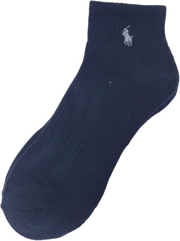 POLO RALPH LAUREN Men's 4-Pair Pack Casual Quarter Low Ankle Socks/Navy Blue, Dark Heather Grey / ZP113858PKN / Size (10-13) Shoe, 6-12.5 / Polyester, Spandex in Saudi Arabia