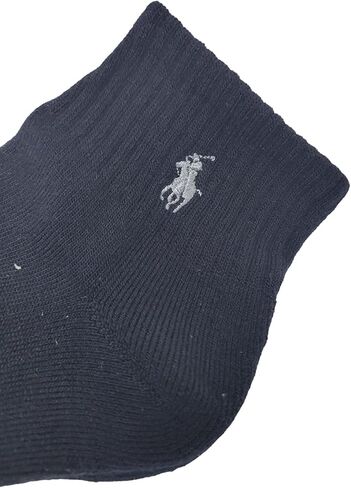 POLO RALPH LAUREN Men's 4-Pair Pack Casual Quarter Low Ankle Socks/Navy Blue, Dark Heather Grey / ZP113858PKN / Size (10-13) Shoe, 6-12.5 / Polyester, Spandex in Saudi Arabia