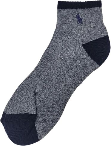 POLO RALPH LAUREN Men's 4-Pair Pack Casual Quarter Low Ankle Socks/Navy Blue, Dark Heather Grey / ZP113858PKN / Size (10-13) Shoe, 6-12.5 / Polyester, Spandex in Saudi Arabia