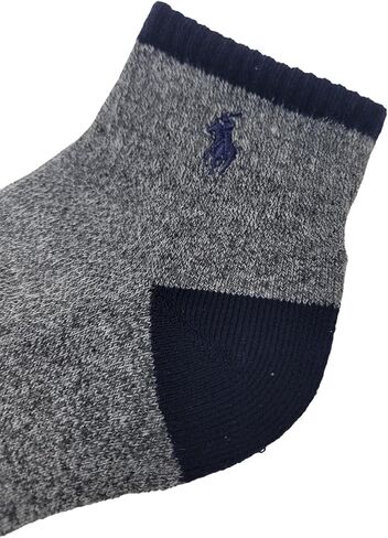 POLO RALPH LAUREN Men's 4-Pair Pack Casual Quarter Low Ankle Socks/Navy Blue, Dark Heather Grey / ZP113858PKN / Size (10-13) Shoe, 6-12.5 / Polyester, Spandex in Saudi Arabia