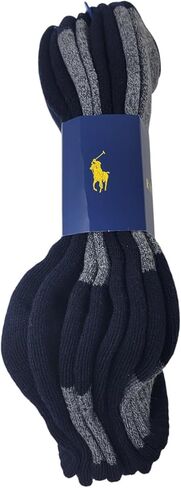 POLO RALPH LAUREN Men's 4-Pair Pack Casual Quarter Low Ankle Socks/Navy Blue, Dark Heather Grey / ZP113858PKN / Size (10-13) Shoe, 6-12.5 / Polyester, Spandex in Saudi Arabia