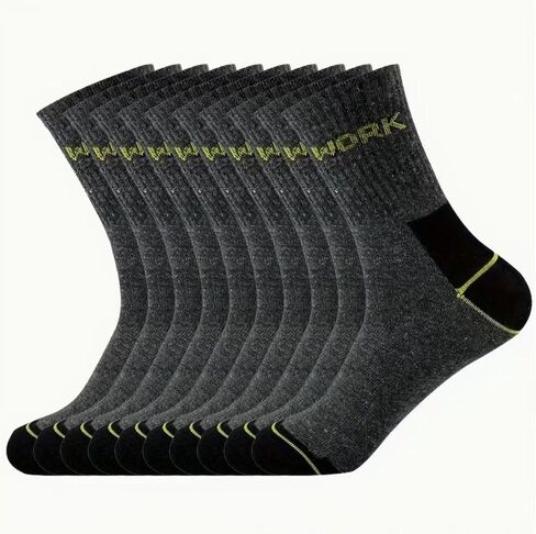 Work Crew Socks 5-Pack Reinforced Heel Toe Breathable Knit Socks For Daily Work Commute Casual Wear Durable Men’s Socks in Saudi Arabia