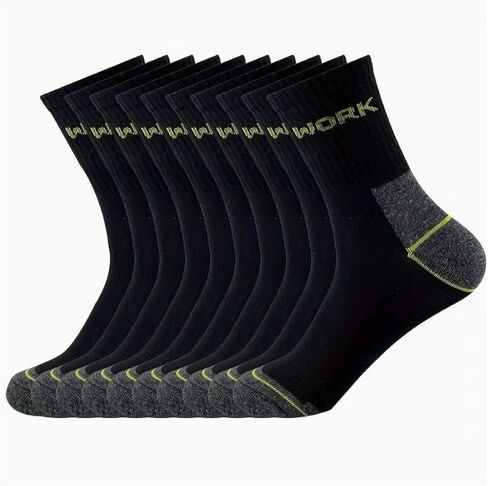 Work Crew Socks 5-Pack Reinforced Heel Toe Breathable Knit Socks For Daily Work Commute Casual Wear Durable Men’s Socks in Saudi Arabia
