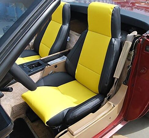 Iggee Chevy Corvette C4 Standard(Base) 1984-1993 Black/RED Artificial Leather Custom Made Original fit seat Covers (Black) in Kuwait
