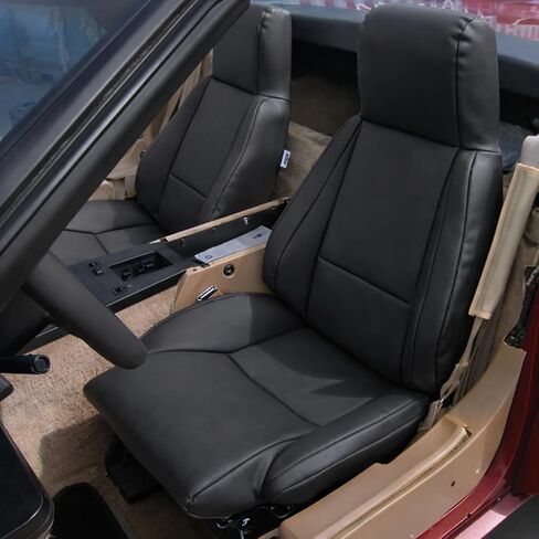 Iggee Chevy Corvette C4 Standard(Base) 1984-1993 Black/RED Artificial Leather Custom Made Original fit seat Covers (Black) in Saudi Arabia