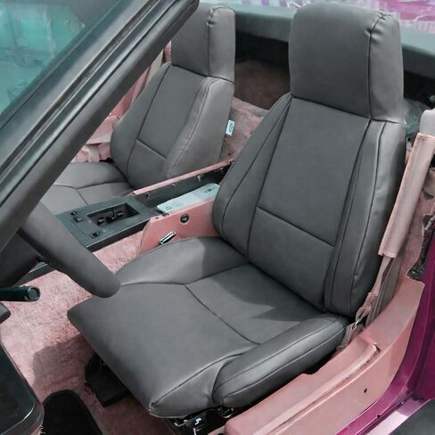 Iggee Chevy Corvette C4 Standard(Base) 1984-1993 Black/RED Artificial Leather Custom Made Original fit seat Covers (Black) in Saudi Arabia