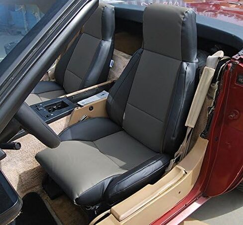 Iggee Chevy Corvette C4 Standard(Base) 1984-1993 Black/RED Artificial Leather Custom Made Original fit seat Covers (Black) in Saudi Arabia