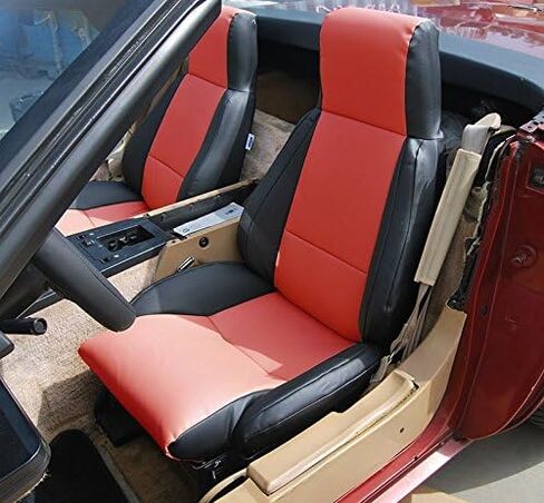 Iggee Chevy Corvette C4 Standard(Base) 1984-1993 Black/RED Artificial Leather Custom Made Original fit seat Covers (Black) in Saudi Arabia