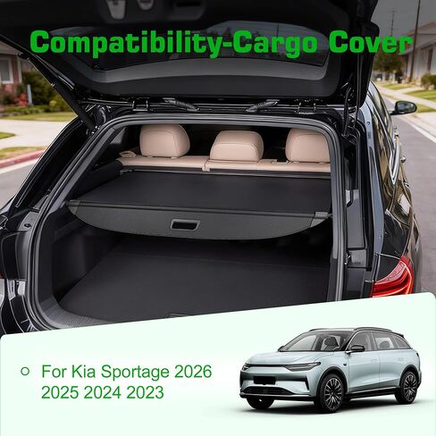 غطاء الحمولة لكيا سبورتاج 2026 2025 2024 2023، غطاء صندوق السيارة مضاد للظهور، غطاء أمان قابل للسحب لسيارة كيا سبورتاج 2023 2024 2025 2026 (نسيج ألياف الكربون) in Kuwait