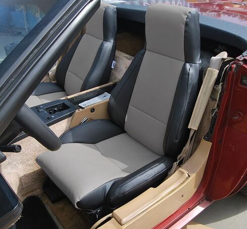 Iggee Chevy Corvette C4 Standard(Base) 1984-1993 Black/RED Artificial Leather Custom Made Original fit seat Covers (Black) in Saudi Arabia
