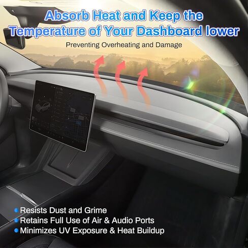 غطاء لوحة القيادة لسيارة Tesla Model Y Juniper 2026 2025، غطاء لوحة القيادة من السيليكون غير القابل للانزلاق، حصيرة وسادة ظلة شمسية ناعمة مضادة للوهج، أغطية حماية لسطح لوحة القيادة مقاومة للأشعة فوق البنفسجية، ملحقات السيارات الداخلية، رمادي in Kuwait