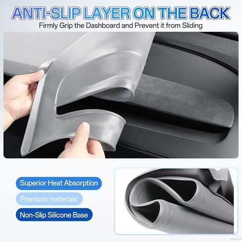 غطاء لوحة القيادة لسيارة Tesla Model Y Juniper 2026 2025، غطاء لوحة القيادة من السيليكون غير القابل للانزلاق، حصيرة وسادة ظلة شمسية ناعمة مضادة للوهج، أغطية حماية لسطح لوحة القيادة مقاومة للأشعة فوق البنفسجية، ملحقات السيارات الداخلية، رمادي in Kuwait