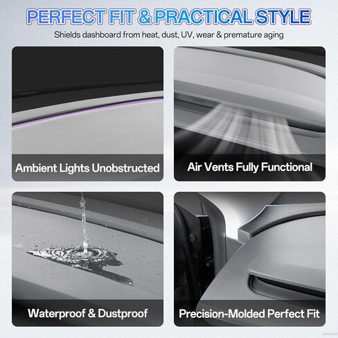 غطاء لوحة القيادة لسيارة Tesla Model Y Juniper 2026 2025، غطاء لوحة القيادة من السيليكون غير القابل للانزلاق، حصيرة وسادة ظلة شمسية ناعمة مضادة للوهج، أغطية حماية لسطح لوحة القيادة مقاومة للأشعة فوق البنفسجية، ملحقات السيارات الداخلية، رمادي in Kuwait