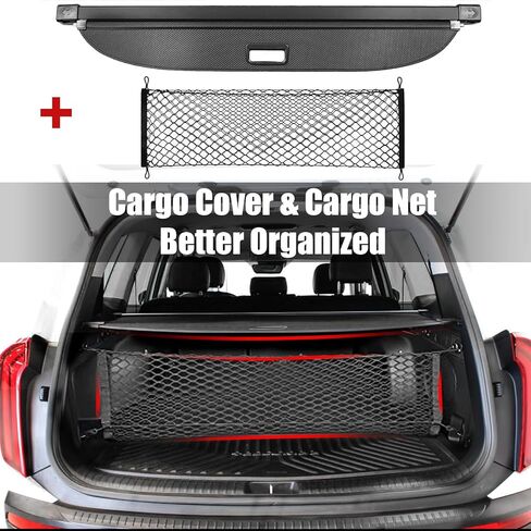 غطاء كارجو لملحقات كيا تيلورايد 2020-2025، (مظهر من ألياف الكربون) غطاء صندوق السيارة قابل للسحب مناسب لملحقات 2020-2023 2024 كيا تيلورايد 2025 غطاء درع أمان للأمتعة الخصوصية in Kuwait