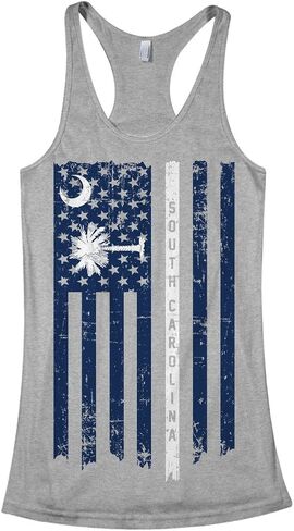 Threadrock Women's South Carolina State American Flag Racerback Tank Top in Saudi Arabia
