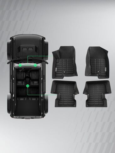 سجادات أرضية YHTAUTO متوافقة مع سيارات جيب كومباس باتريوت 2007-2017 ودودج كاليبر 2007-2012، بطانات أرضية TPE حماية من جميع الأحوال الجوية تناسب مخصص، الصف الأول والثاني، مجموعة من 4 قطع باللون الأسود in Kuwait