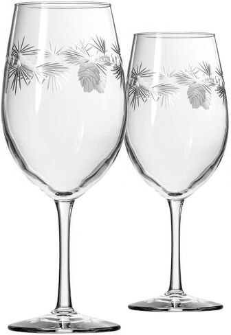 Icy Pine Glass Hurricane Candleholder | 8-inch Engraved Hurricane Vase | Lead-Free and Diamond-Wheel Engraved | Multi-use Pillar, Candle Holder, Flower Vase, Centerpiece in Saudi Arabia