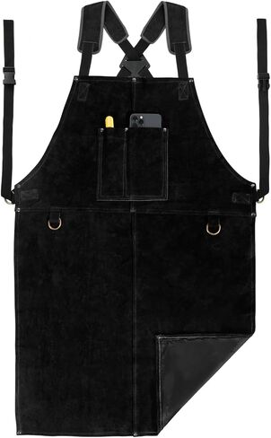 Leather Welding Work Apron - Heat Resistant & Flame Resistant Bib Apron, Flame Retardant Heavy Duty BBQ Apron in Kuwait