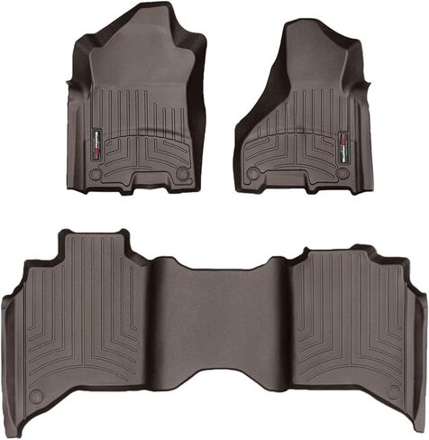 بطانات أرضية مخصصة من Weathertech لشاحنة دودج رام 2500/3500، الصف الأول والثاني (441545-1-2)، أسود in Kuwait