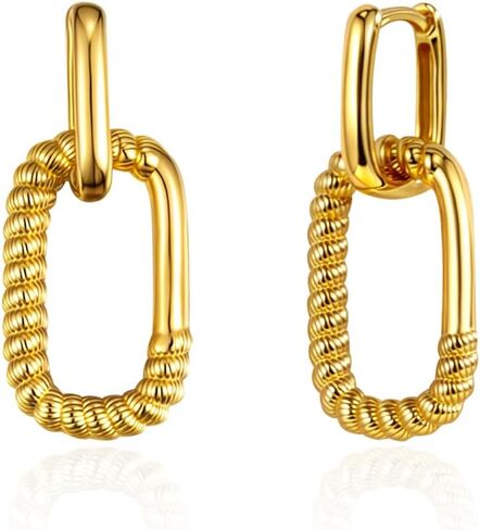 Geometric Hoop Huggie Earrings for Women, 14K Gold Plated Solid 925 Sterling Silver Hypoallergenic Earrings, Daily Wear Stylish Fashion Dainty Jewelry, Christmas Birthday Gifts for Wife Mom Daughter in Saudi Arabia