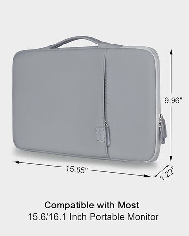 Portable Monitor Case 15.6 16.1 inch, PU Leather Carrying Case for Most 15.6-16.1 inch Portable Display Monitors, Water Resistant Laptop Display Bag with Front Pocket, (Gray) in Saudi Arabia