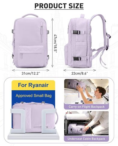 حقيبة ظهر WONHOX بختم فراغ للسفر مع مضخة هواء مضغوطة، حقيبة نهارية تحمل على متن الطائرة، معتمدة من Vacpack، حقائب كمبيوتر محمول موفرة للمساحة، تخزين مع نظام فراغ، حقيبة سفر للنساء والرجال باللون الأرجواني in Kuwait