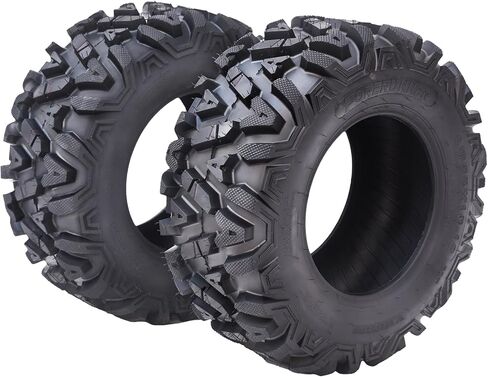 إطارات ATV مقاس 26 × 11-12، إطارات للطرق الوعرة شديدة التحمل ذات 6 طبقات، قوة جر ومتانة فائقة للطين والثلج والتضاريس الوعرة، متوافقة مع مركبات ATV وUTVs والدراجات الرباعية، مجموعة من 2 in Kuwait