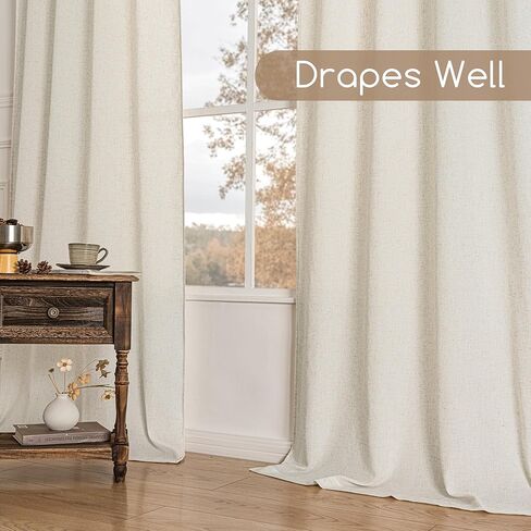 Natural Extra Long Linen Curtains 240 Inches Long for Living Room High Ceiling Bedroom Window Drapes Light Filtering Window Treatment Semi Sheer Curtains 2 Panels Set Rod Pocket Cream Beige 40x240 in Saudi Arabia