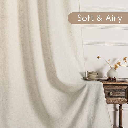 Natural Extra Long Linen Curtains 240 Inches Long for Living Room High Ceiling Bedroom Window Drapes Light Filtering Window Treatment Semi Sheer Curtains 2 Panels Set Rod Pocket Cream Beige 40x240 in Saudi Arabia