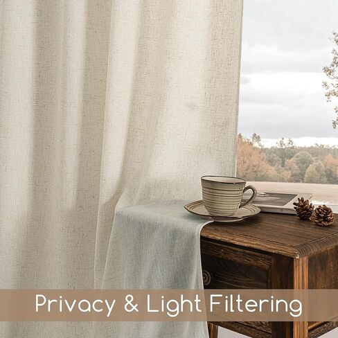 Natural Extra Long Linen Curtains 240 Inches Long for Living Room High Ceiling Bedroom Window Drapes Light Filtering Window Treatment Semi Sheer Curtains 2 Panels Set Rod Pocket Cream Beige 40x240 in Saudi Arabia