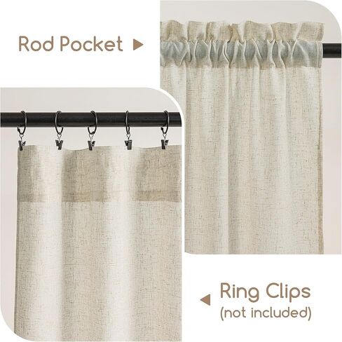 Natural Extra Long Linen Curtains 240 Inches Long for Living Room High Ceiling Bedroom Window Drapes Light Filtering Window Treatment Semi Sheer Curtains 2 Panels Set Rod Pocket Cream Beige 40x240 in Saudi Arabia