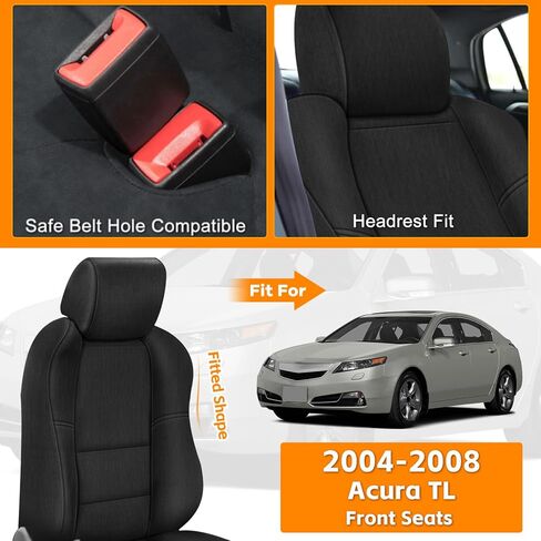 Front Seat Covers Compatible with 2004-2008 Acura TL, Heavy Duty Cationic Linen Fabric Seat Protector in Kuwait