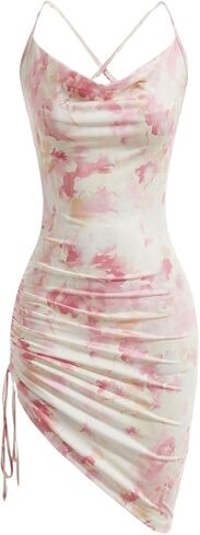 فستان SHENHE نسائي مزين بالزهور وربطة عنق متقاطعة بدون ظهر ورباط مكشكش ورقبة على شكل بقرة in Kuwait