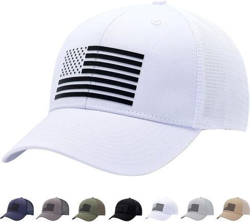 American Flag Trucker Hats, Patriotic Baseball Cap for Men, Adjustable Breathable Mesh Snapback, Fits OSFM & XXL Head in Saudi Arabia
