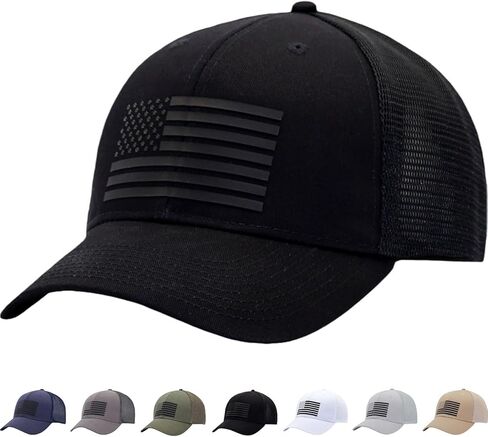 American Flag Trucker Hats, Patriotic Baseball Cap for Men, Adjustable Breathable Mesh Snapback, Fits OSFM & XXL Head in Saudi Arabia