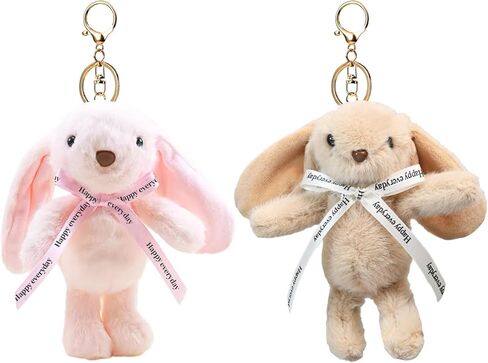 2PCS Kawaii Bunny Keychain, Soft Fluffy Rabbit Plush Backpack Charms,Gift for Girls, Easter Basket Fillers in Kuwait